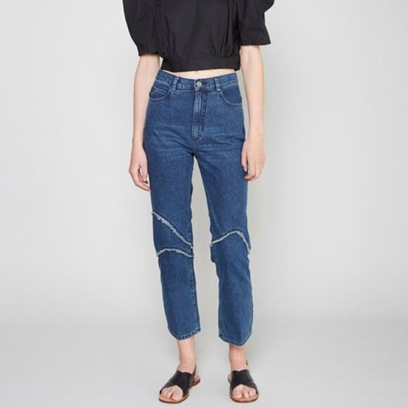 Rachel Comey Denim Ticklers High Waisted Straight Leg Jeans in Blue - Picture 1 of 9